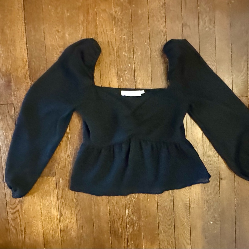 Astr Black Puff Sleeve Blouse